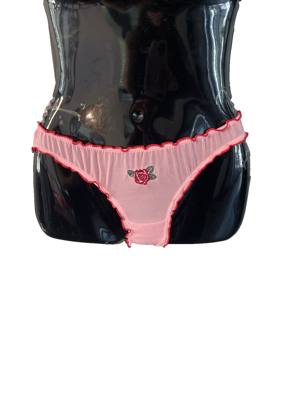 French Affair Bikini Panty Coral Pink Babydoll Sissy Fairy Whimsical Coquette L