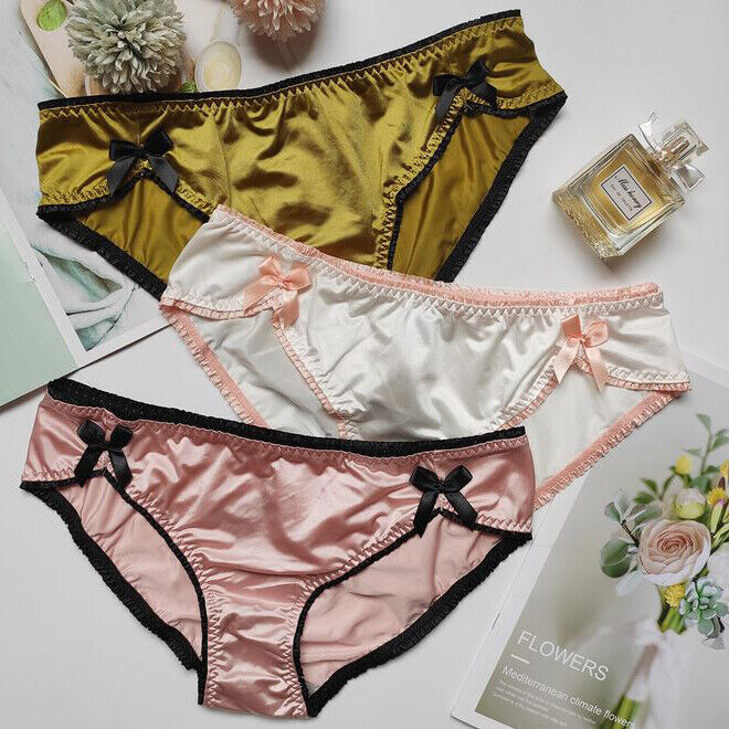 1/6 Pack Lot Womens Satin Panties Underwear Bowknot Lingeries Thong Brief Panty
