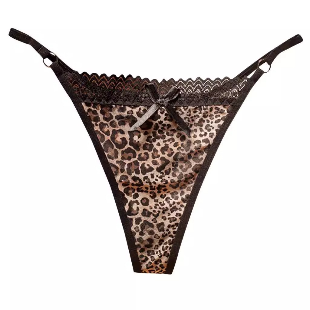 Plus Size Sexy Seamless Ice Silk Panties Leopard Thong Low-waisted Underwear