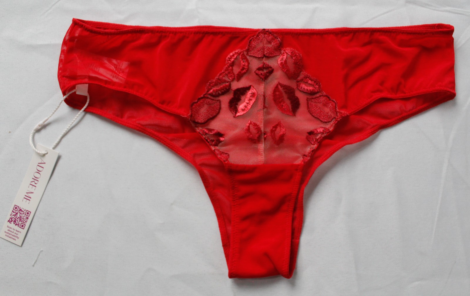 Adore Me Women’s Bisou Lightweight Sheer Cheeky Panty DH3 Red Small NWT