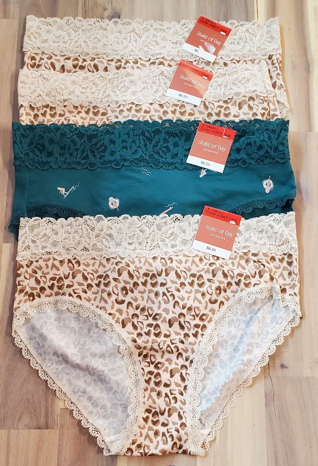 State of Day Women’s Cotton Blend Lace-Trim Hipster Underwear Size XSmall