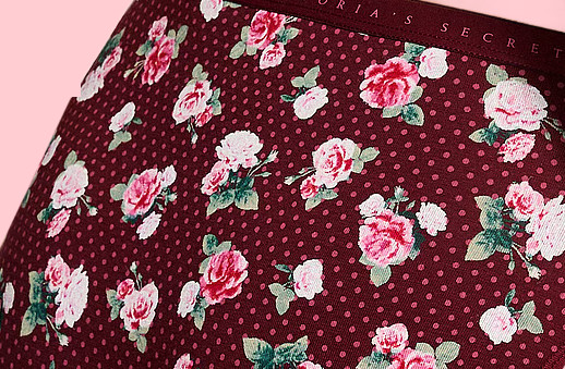 XXL Wine Rose Floral Stretch Cotton Victorias Secret High-Leg Waist Brief Pantie