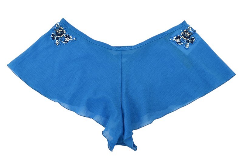LA PERLA Blue OPAL BLOOMS Cotton Silk Applique Culotte Underwear XS NWT