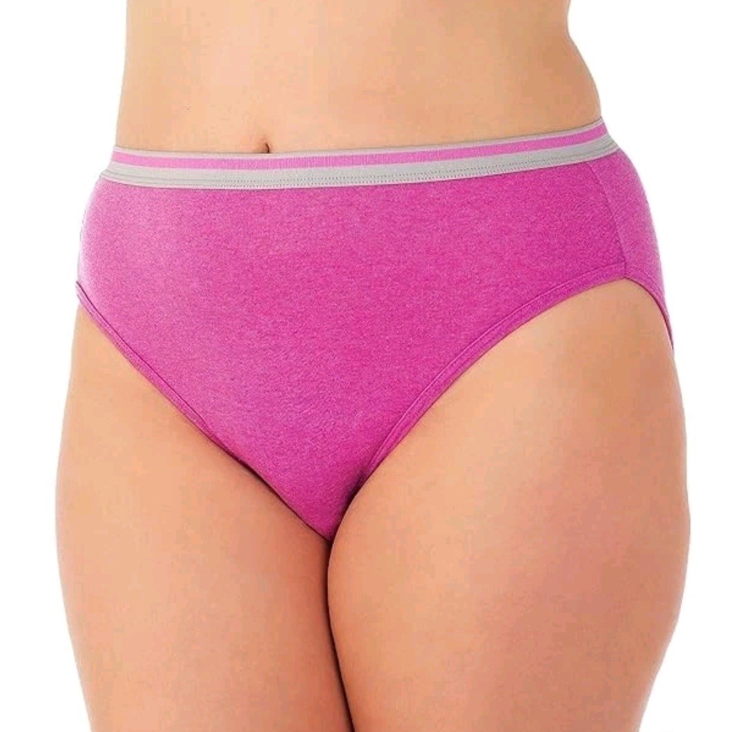 Women’s Plus Size Cotton Blend Hi-Cut Brief Panties – Soft Heather Fabric