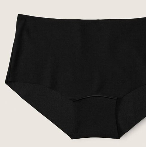 M NOSHOW Dark NOIR Black Stretch Victorias Secret PINK Boyshort Brief Pantie