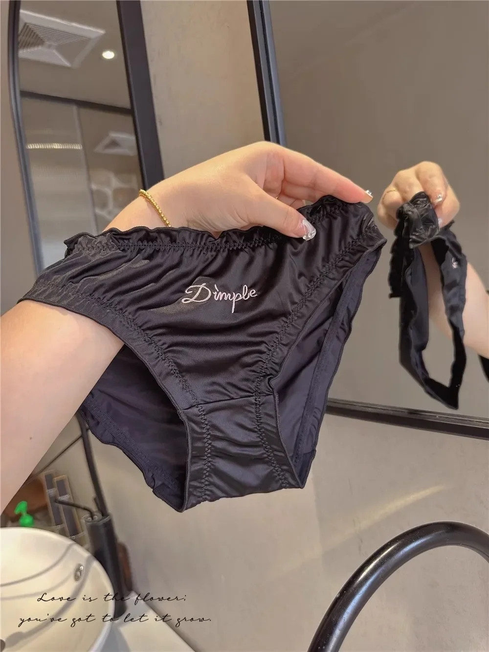 Mid Rise Satin Panties Letter Print Women Soft Stretch Breathable Comfort Fit