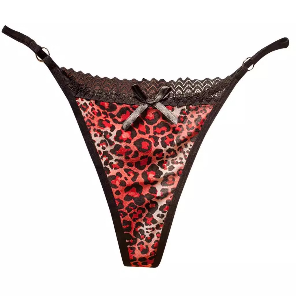 Plus Size Sexy Seamless Ice Silk Panties Leopard Thong Low-waisted Underwear