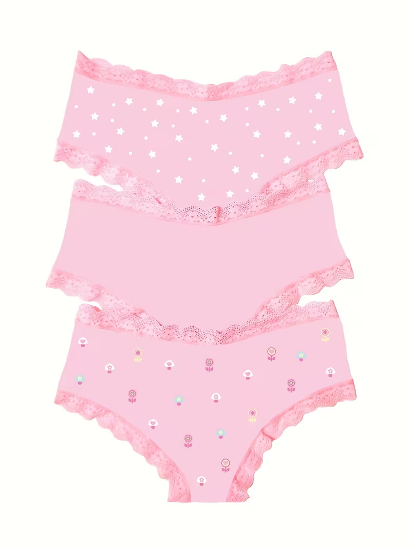 Sanrio Hello Kitty Pink Sexy Cute Cartoon Lace Kawaii Brief Panties – Pack of 3