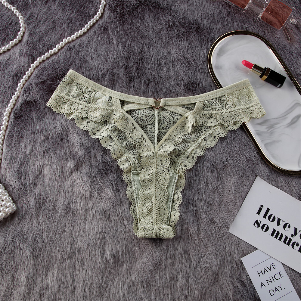 8pcs Women Transparent G Strings Hollow Lace Temptation Low-waist Panties Thongs