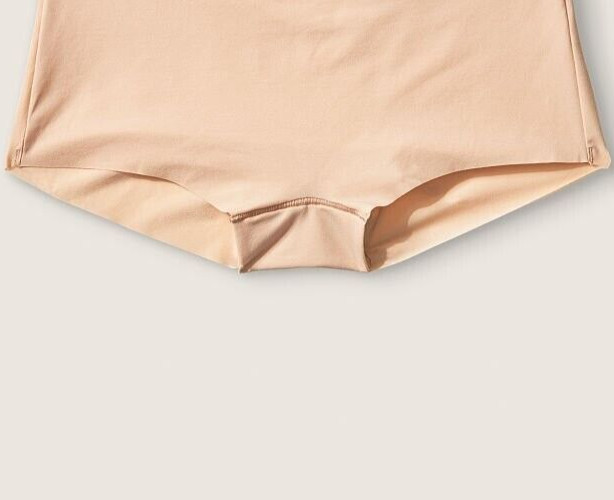 M NOSHOW Soft Buff Beige Stretch Victorias Secret PINK Boyshort Brief Pantie