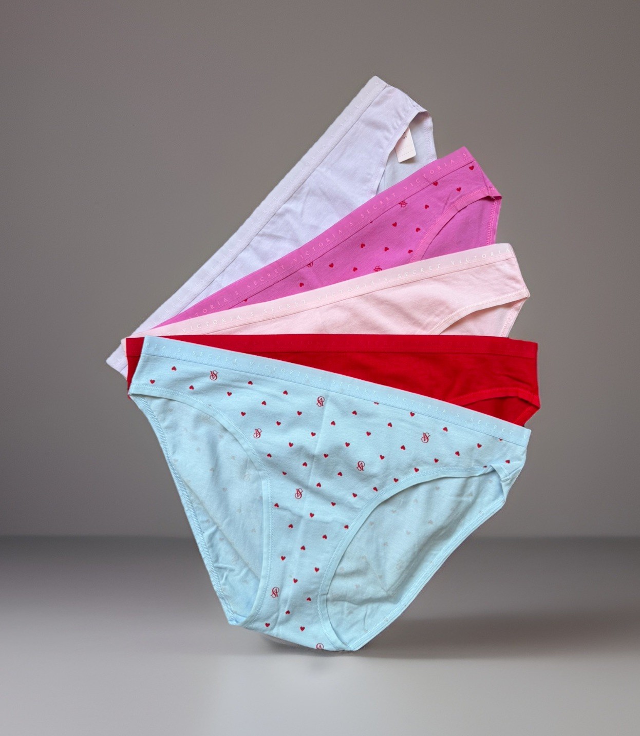 5-Pack Victoria’s Secret sz L Stretch Logo Cotton Bikini Panty Lot Bundle Set