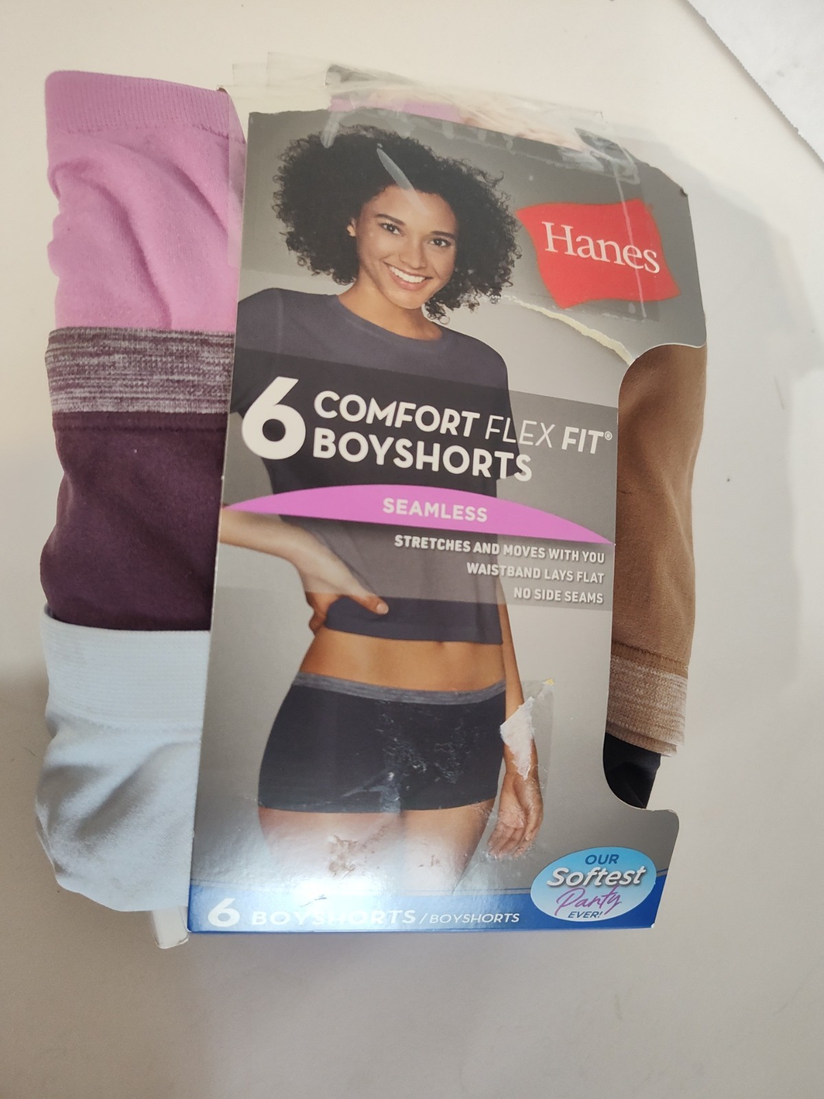 Hanes Boyshorts Womens Large Seamless Comfort Flex Fit 6 Pack Underwear Panties
