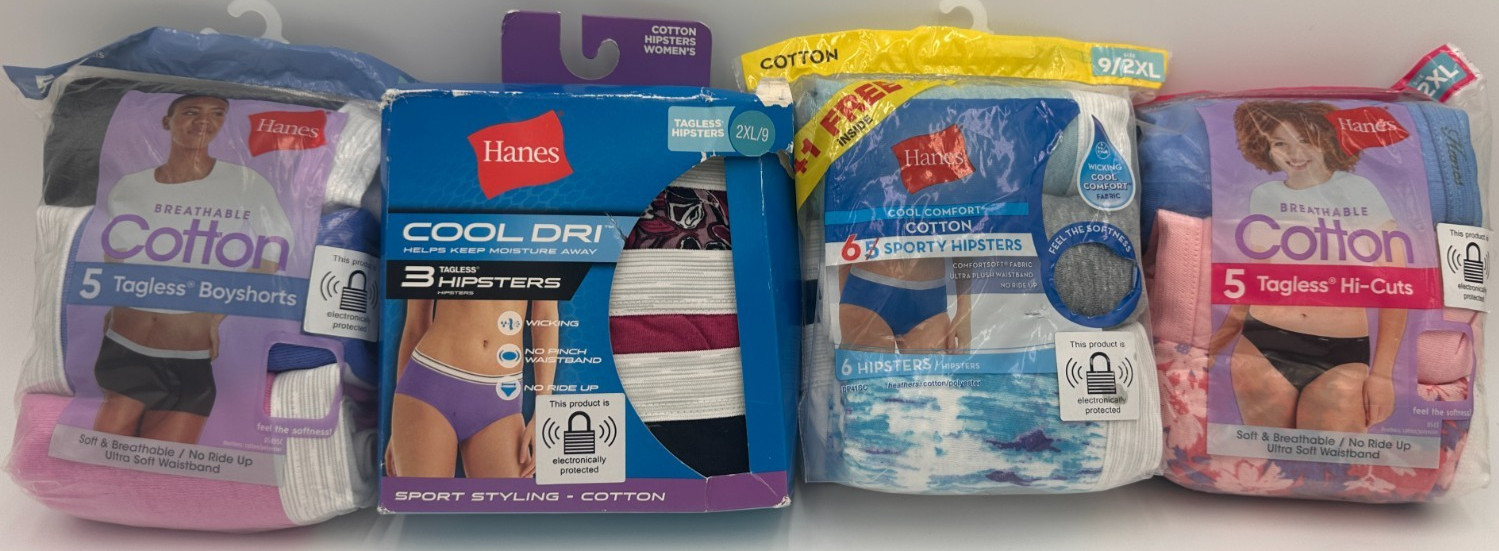 Lot Of 4 Hanes Women’s 2XL Cotton Underwear Boyshorts, Hipsters, Hi-Cuts