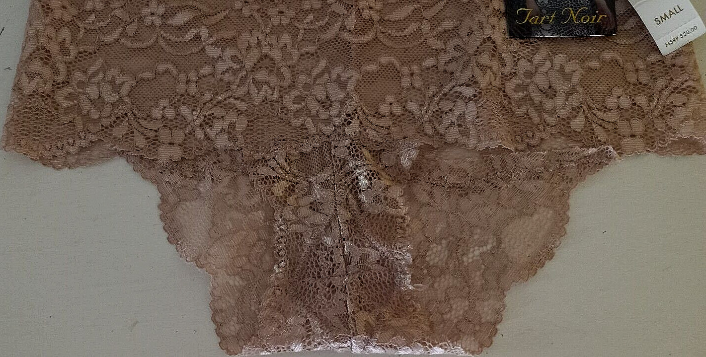 Tart Noir 90% nylon, 10% spandex solid beige lace brief Size Small