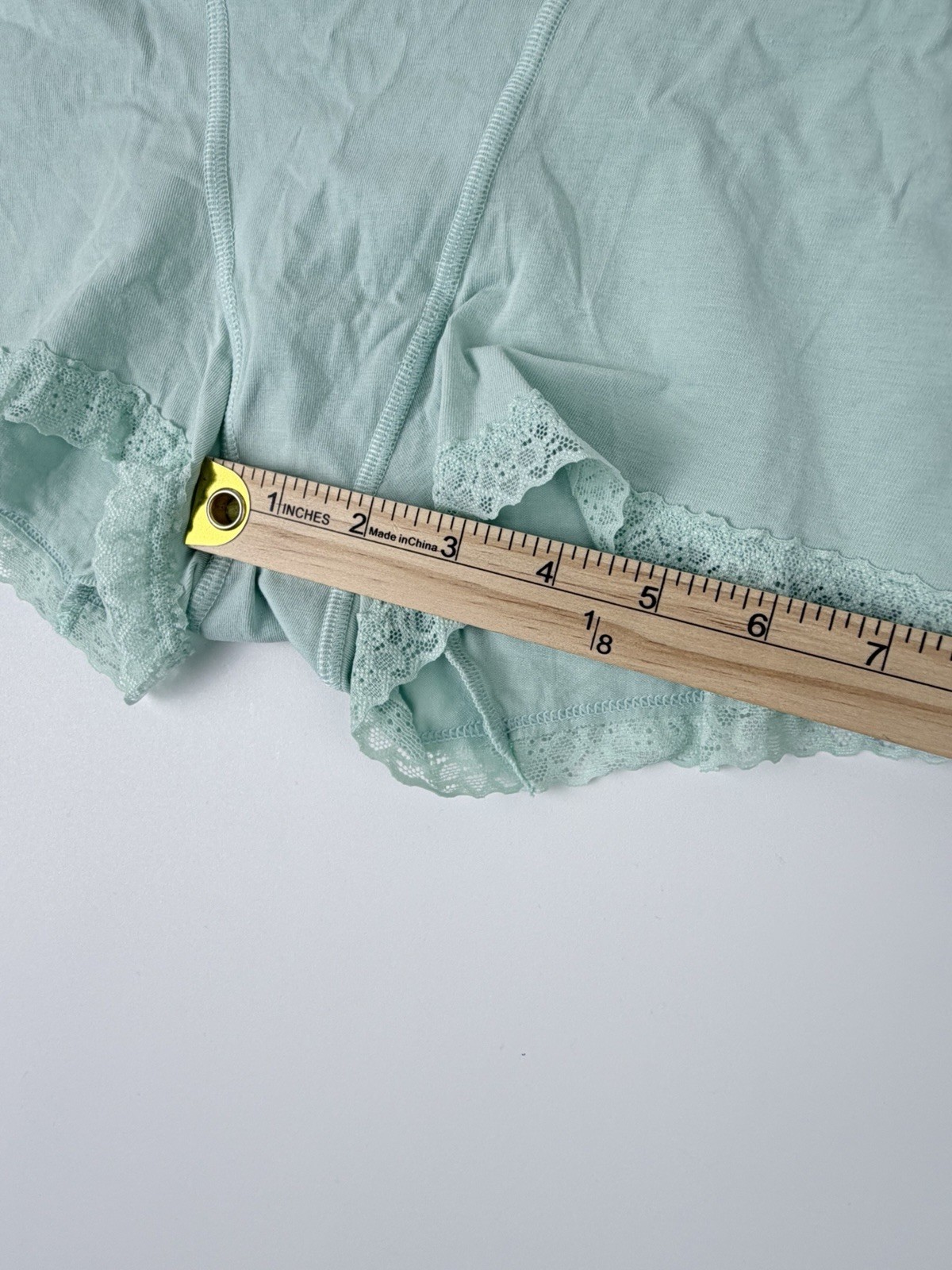 Auden Women’s Cotton Blend Boyshort Blue/Green Lace Trim Size XL