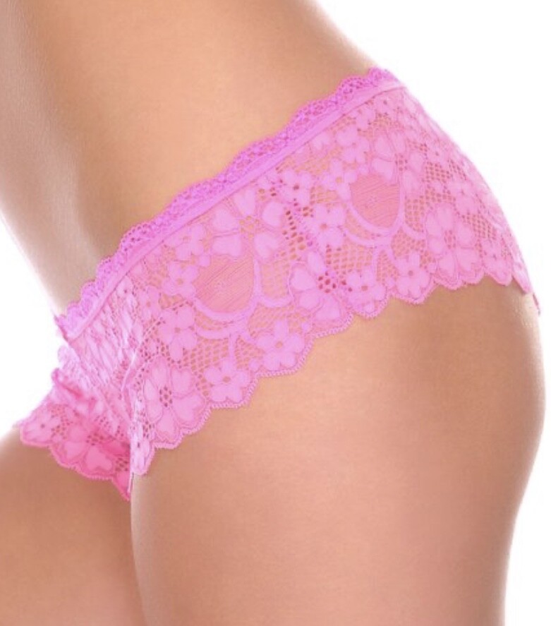 HONEYDEW Panties M CAMILLIA HIPSTER Neon Pink ROSE Floral Lace Stretch NWT