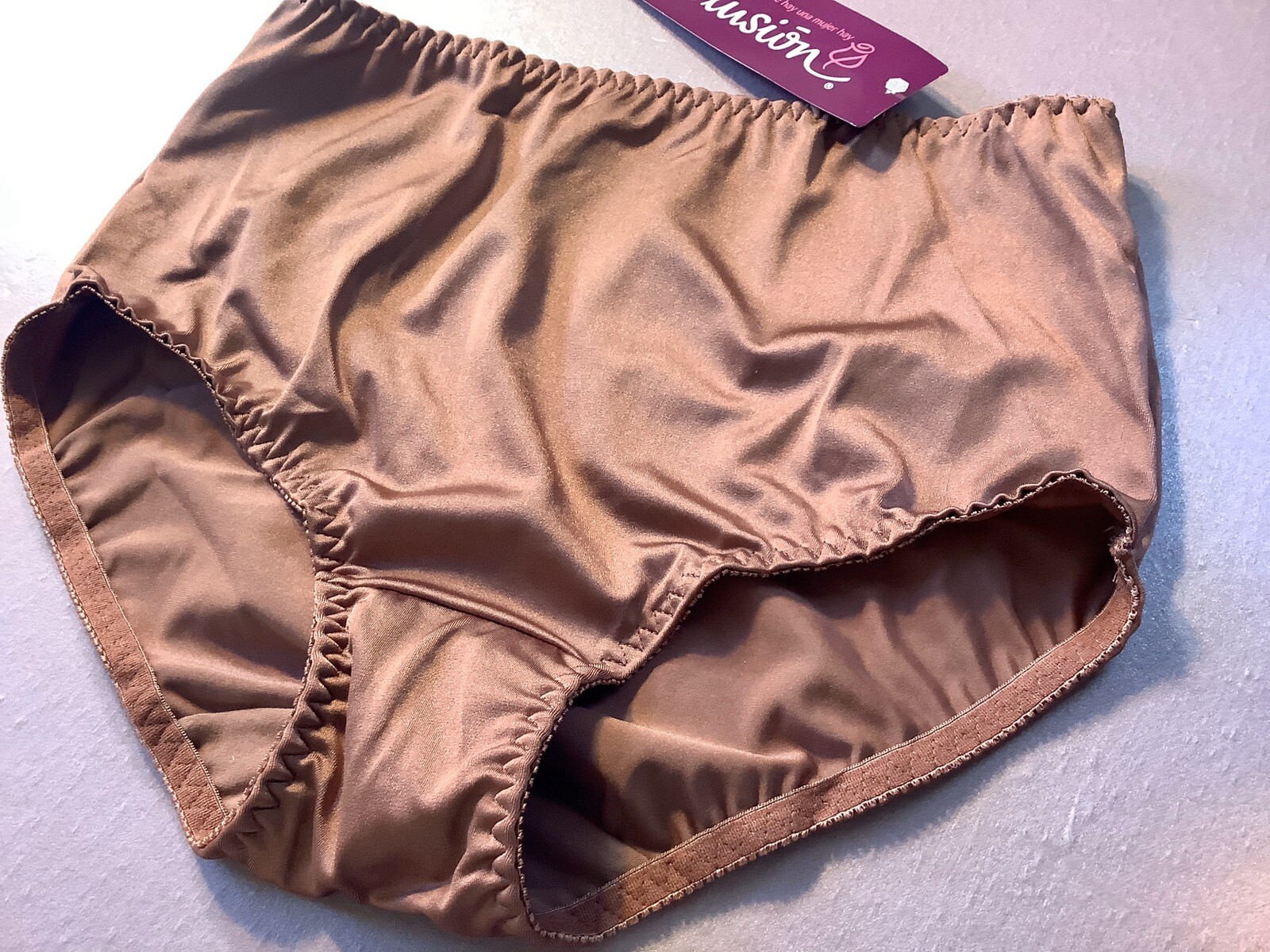 Women Panties,Brief Bikinis”Ilusion”Size L.Shiny Soft Silky Satin Floral Mexico
