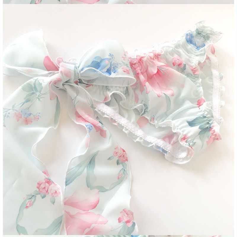 Girls Chiffon Floral Underwear Panties Knickers Briefs Lingerie Lace Up Ruffle