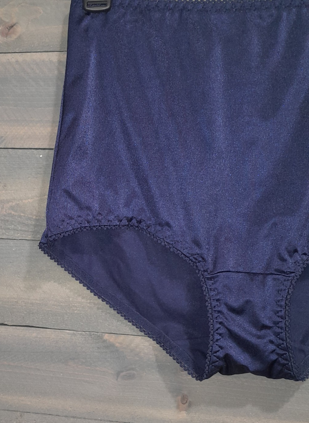 Vanity Fair Brief Panty Size 8 Navy Blue Hi-Cut Silky Satin Shine Sissy Panties