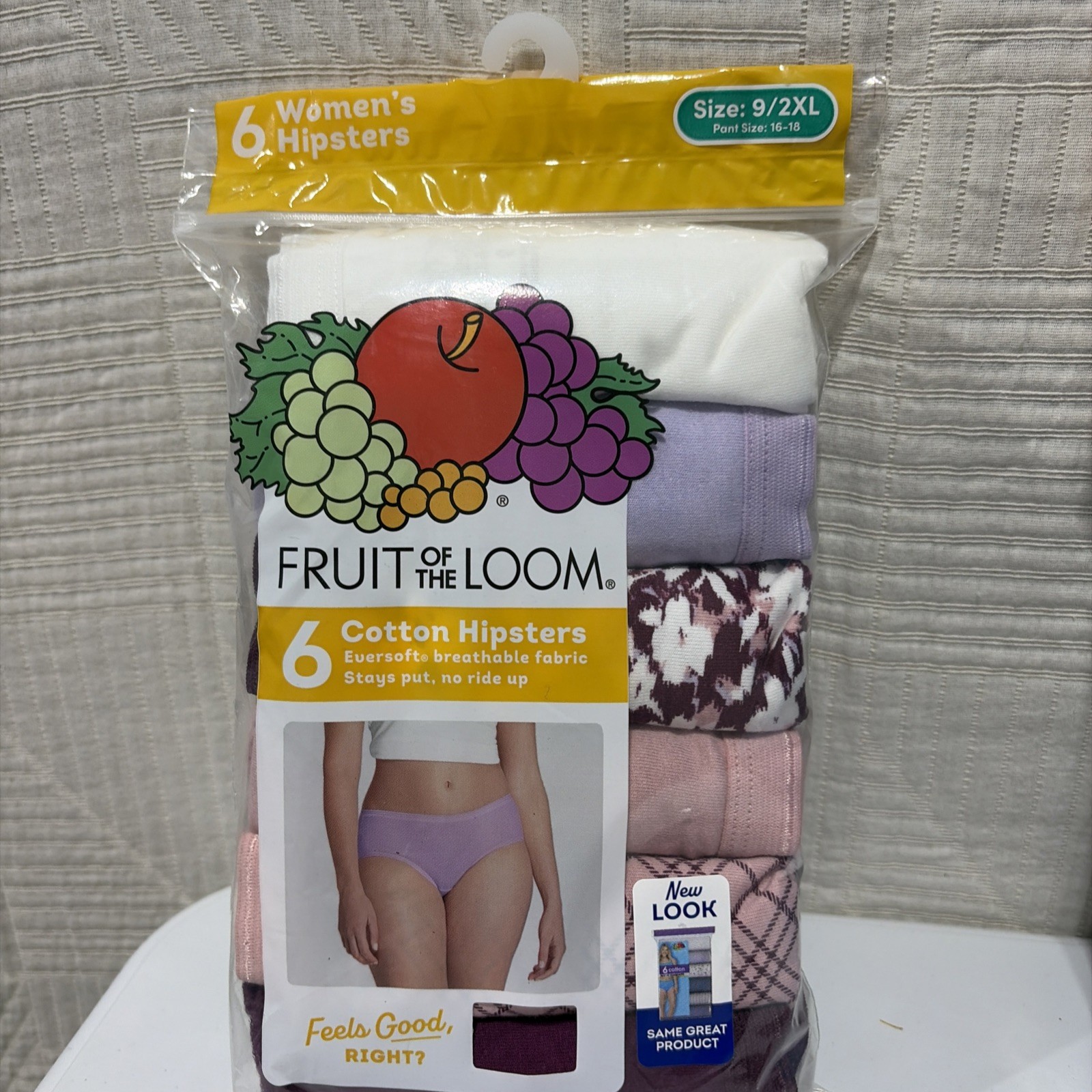 Fruit Of The Loom Woman’s Hipster Panties Size 9/2XL Pant Size 16-18 New