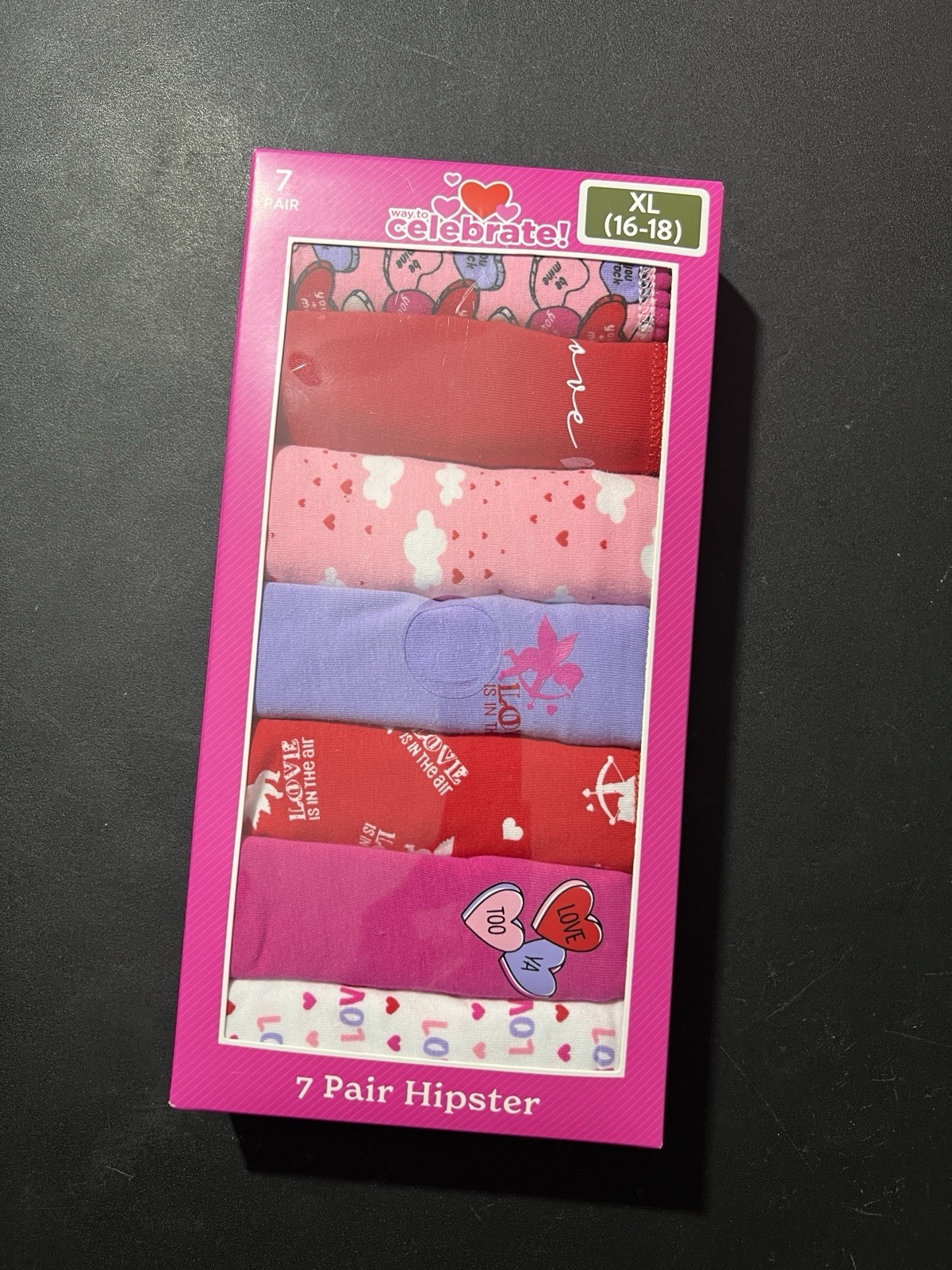7-Pair WAY TO CELEBRATE Women’s XL Hipster Valentines Day Jersey Underwear