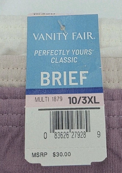 Vanity Fair Brief Perfectly Yours Classic Brief 15320 1 #1879 3-Pair Size 10