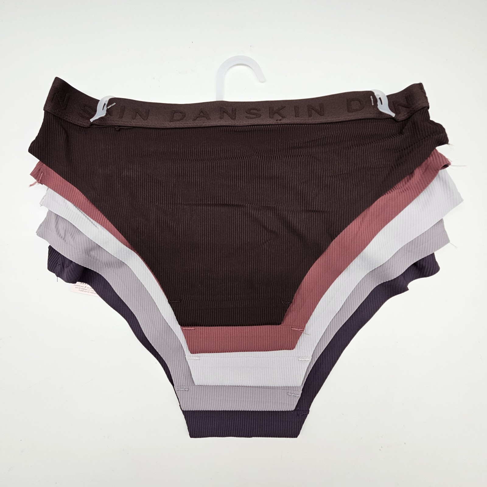 DANSKIN 5 Pack Womens S M L No Show Lasercut Panties Brown Red Brick Gray Purple