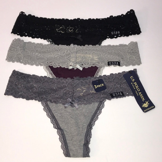 U.S POLO ASS BUNDLE 3 PIECES COTTON THONG WOMEN UNDERWEAR Sizes S, M & L