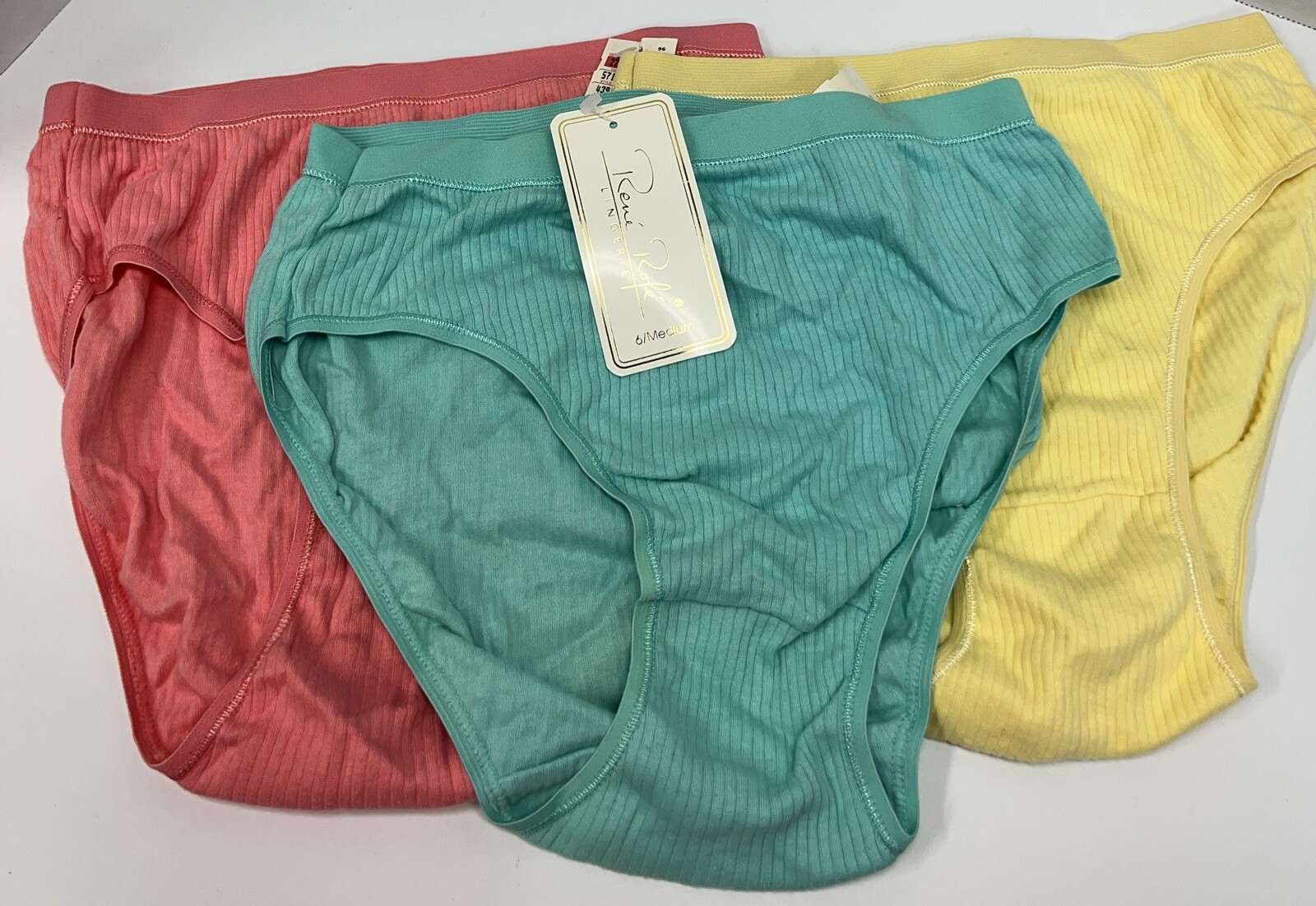 Rene Rofe VINTAGE 90’s Stretch Cotton High Cut Brief Panties 3 Pk Sz 6 Med