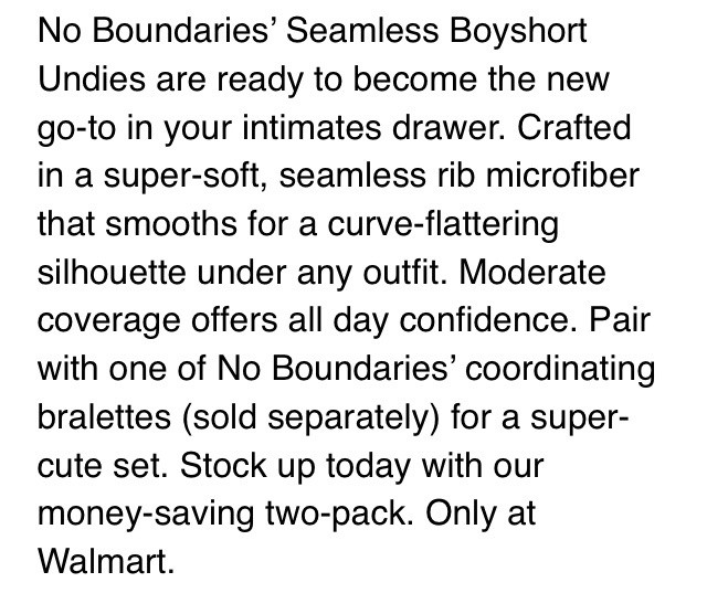 No Boundaries Women’s Boyshort Panty 2- Pack Size XXL, Seamless Underwear, New