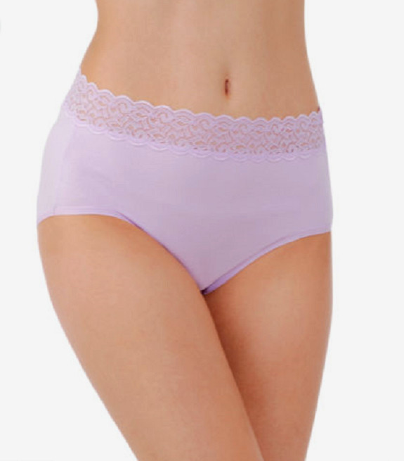 VANITY FAIR LACE TRIM Cotton Briefs Panties LILAC Style 13396 Size 7 or 8 NWT