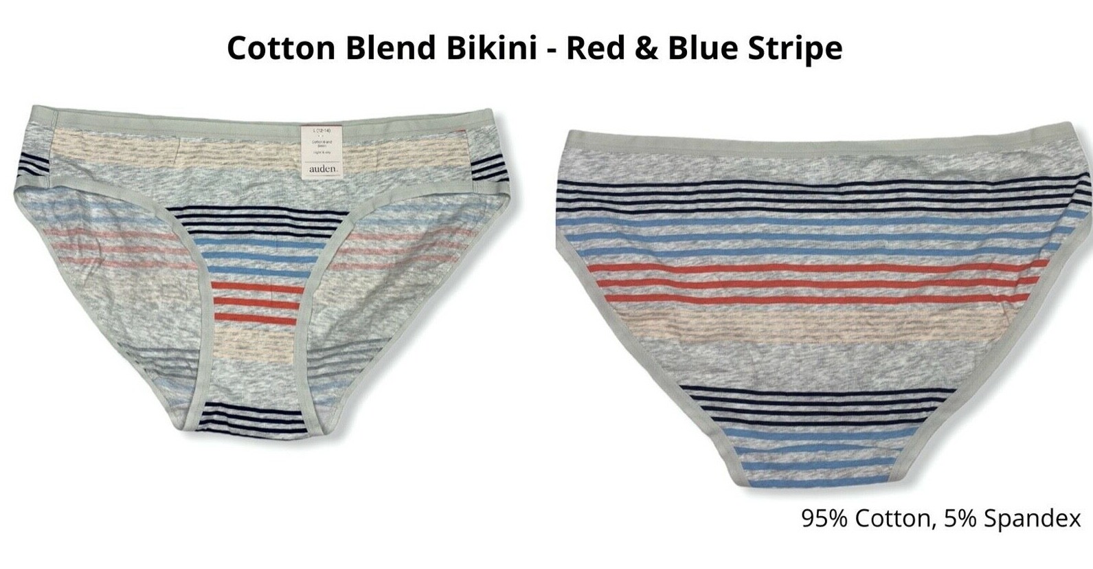 Women’s 4pk Assorted Styles & Colors Underwear – Auden – Size L (12-14) – S717