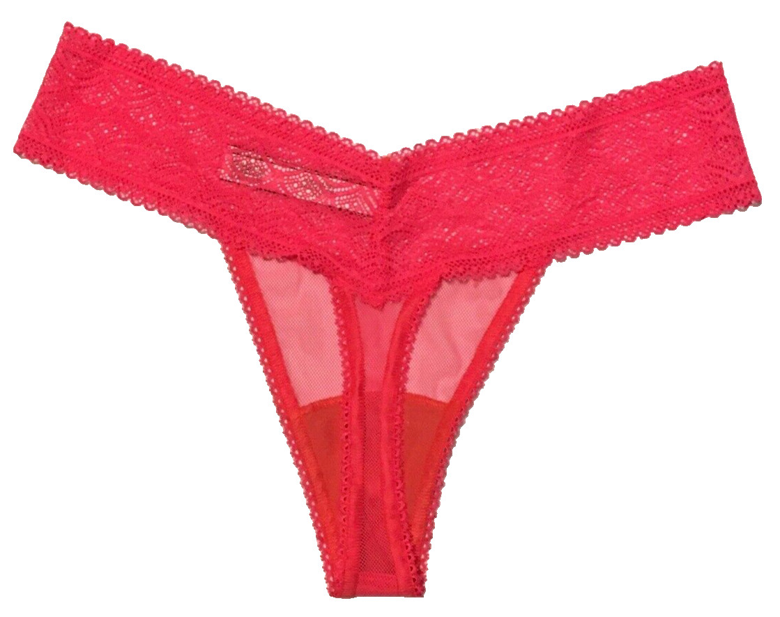 Victorias Secret Peachy Pink Fishnet Mesh Thong Panties M Sheer No Show Lace