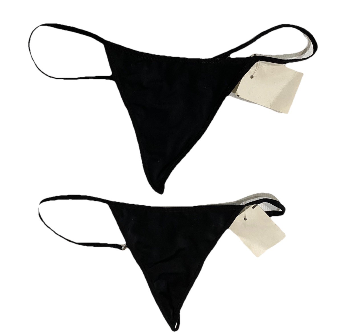Thong Underwear S/5 Black 2 Pair Jeweled Blue Stones Womens Panties Intimate