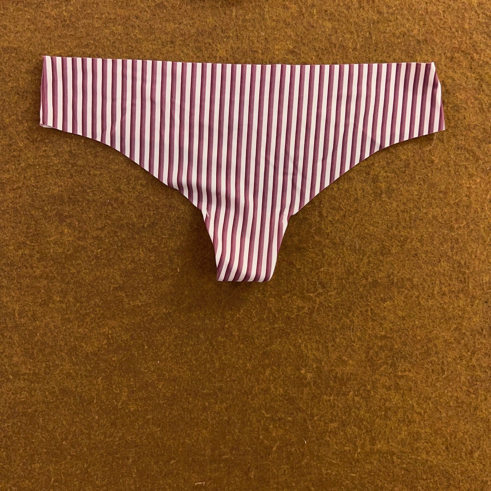 Auden Womens XS Multi Striped Solid Laser Cut Seamless Thong Panty 4 Pack New