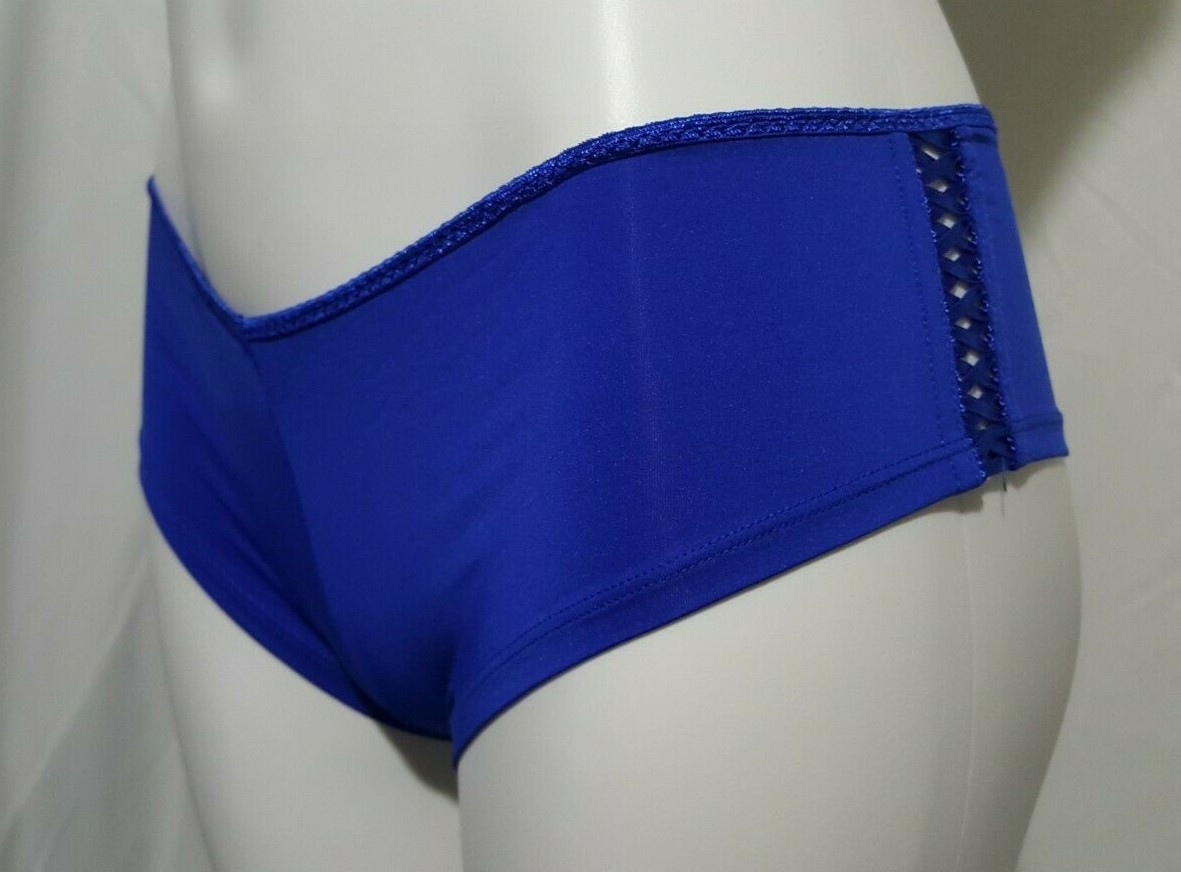 Vintage Fredericks of Hollywood Royal Heartbreaker Ribbon Boy Shorts Sz SM #2979