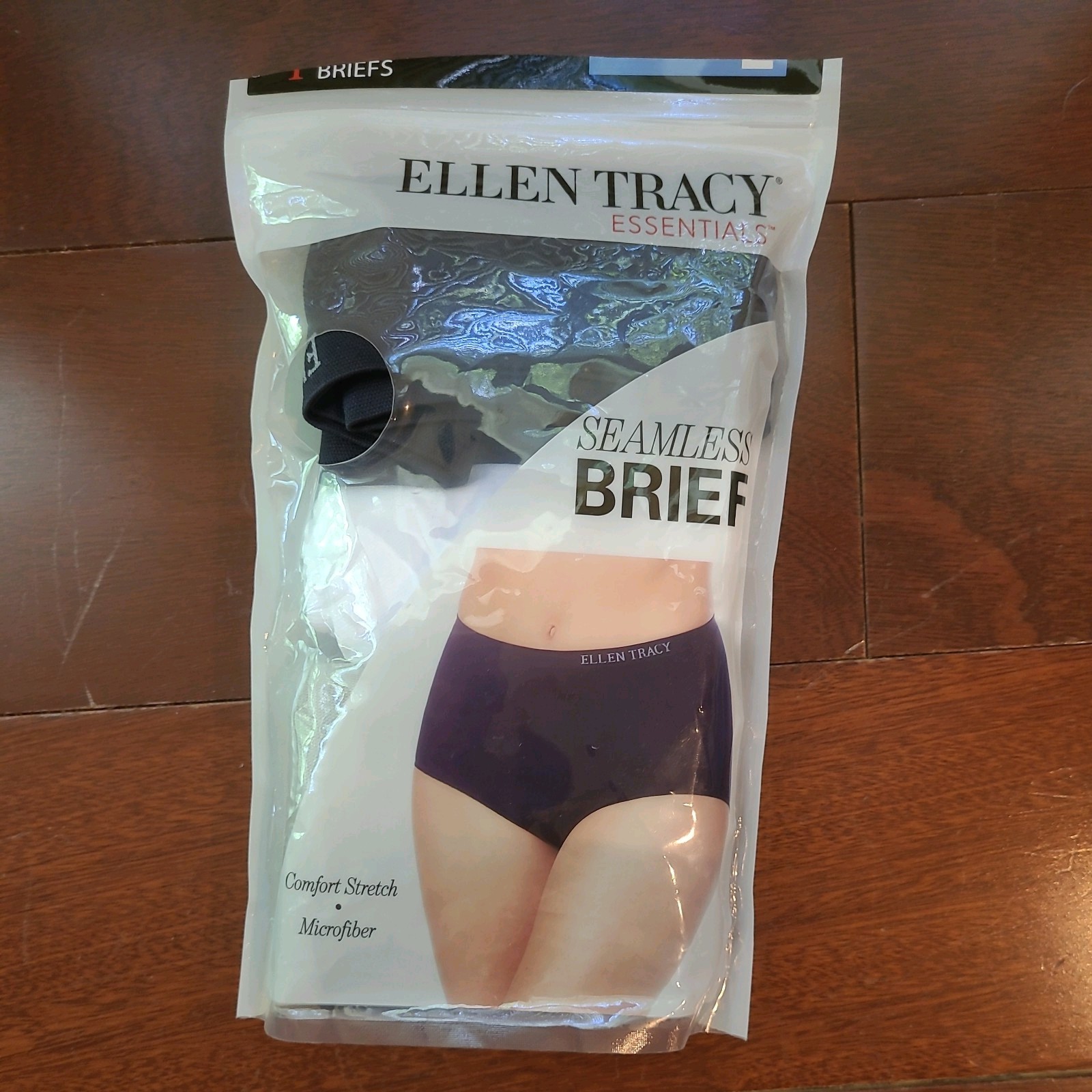 Ellen Tracey Essentials Microfiber Seamless Breif Size Large 4 Black White Grey