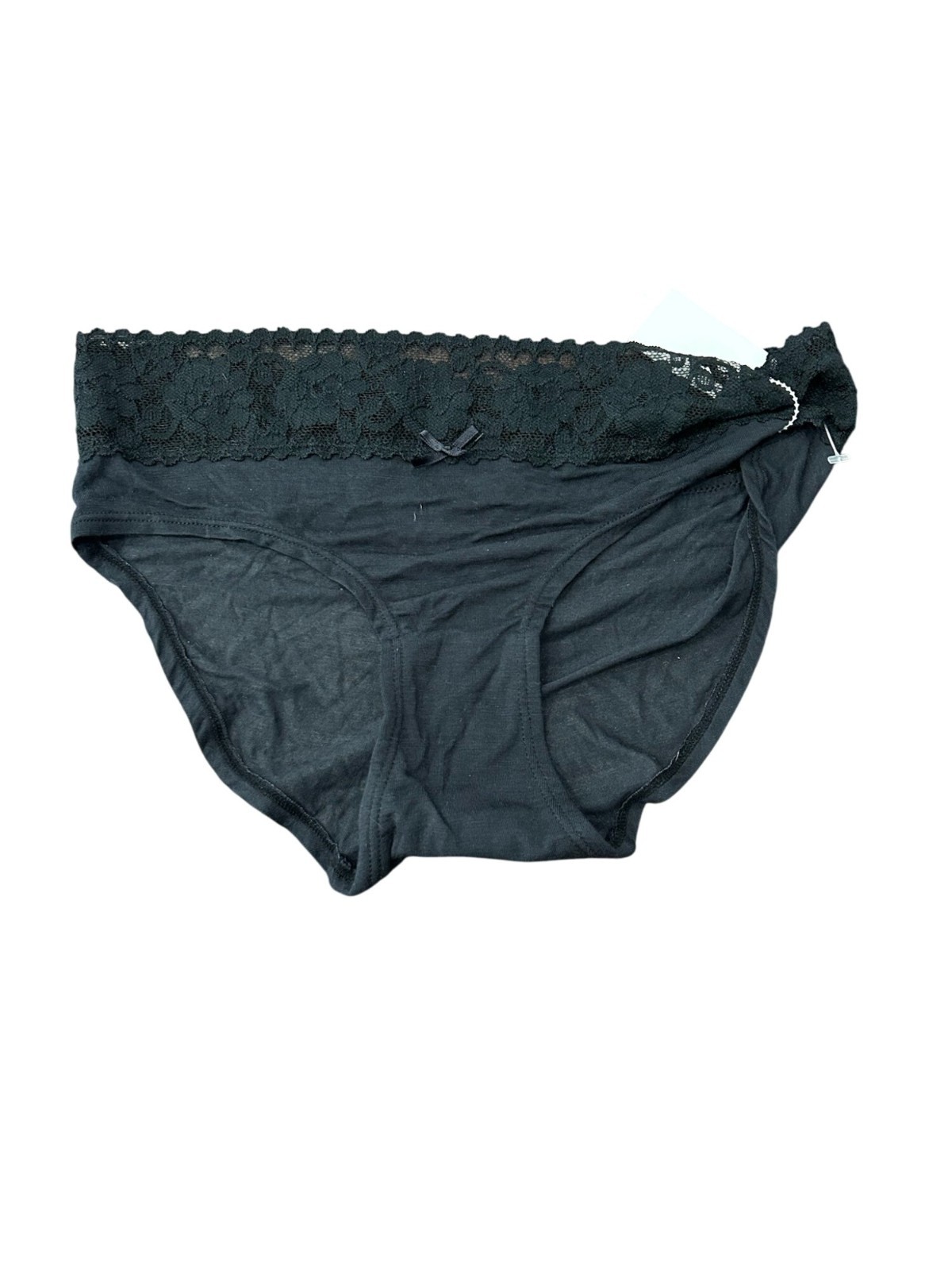 Soho Black Lace Trim Briefs Sz Medium Satin Bow Modal Spandex Intimate NWT