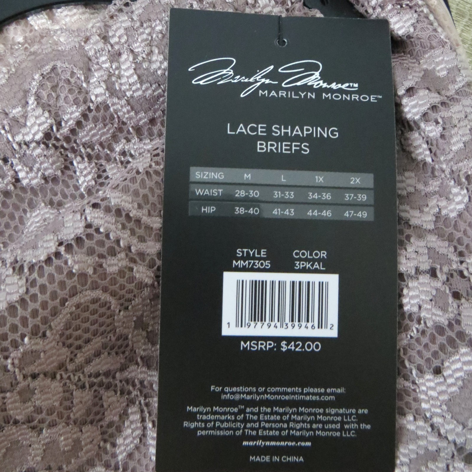 Marilyn Monroe 3pr Lace Shaping Briefs Sz M ~Double Layer Tummy Panel #7305 $42