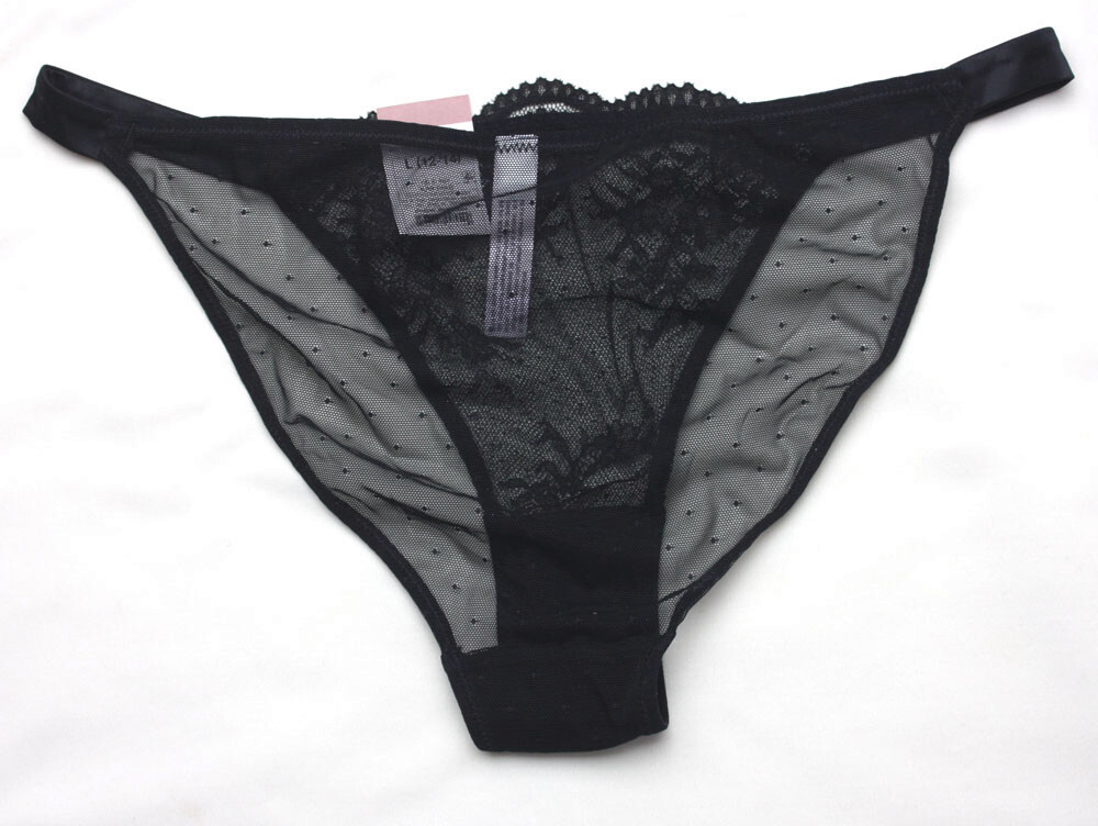 Black Sheer Mesh and Lace with Satin Panties by Auden – Size Large