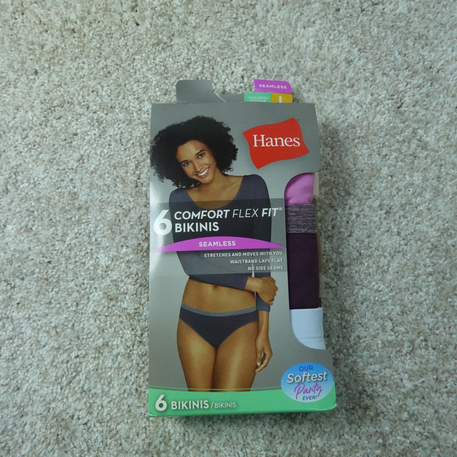 Hanes Underwear Womens 7 Large Bikinis Comfort Flex Fit Seamless 6 Pairs