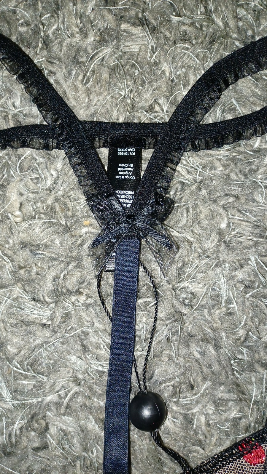 New VS/love for lemons embroidered strappy v string large glitter cherries