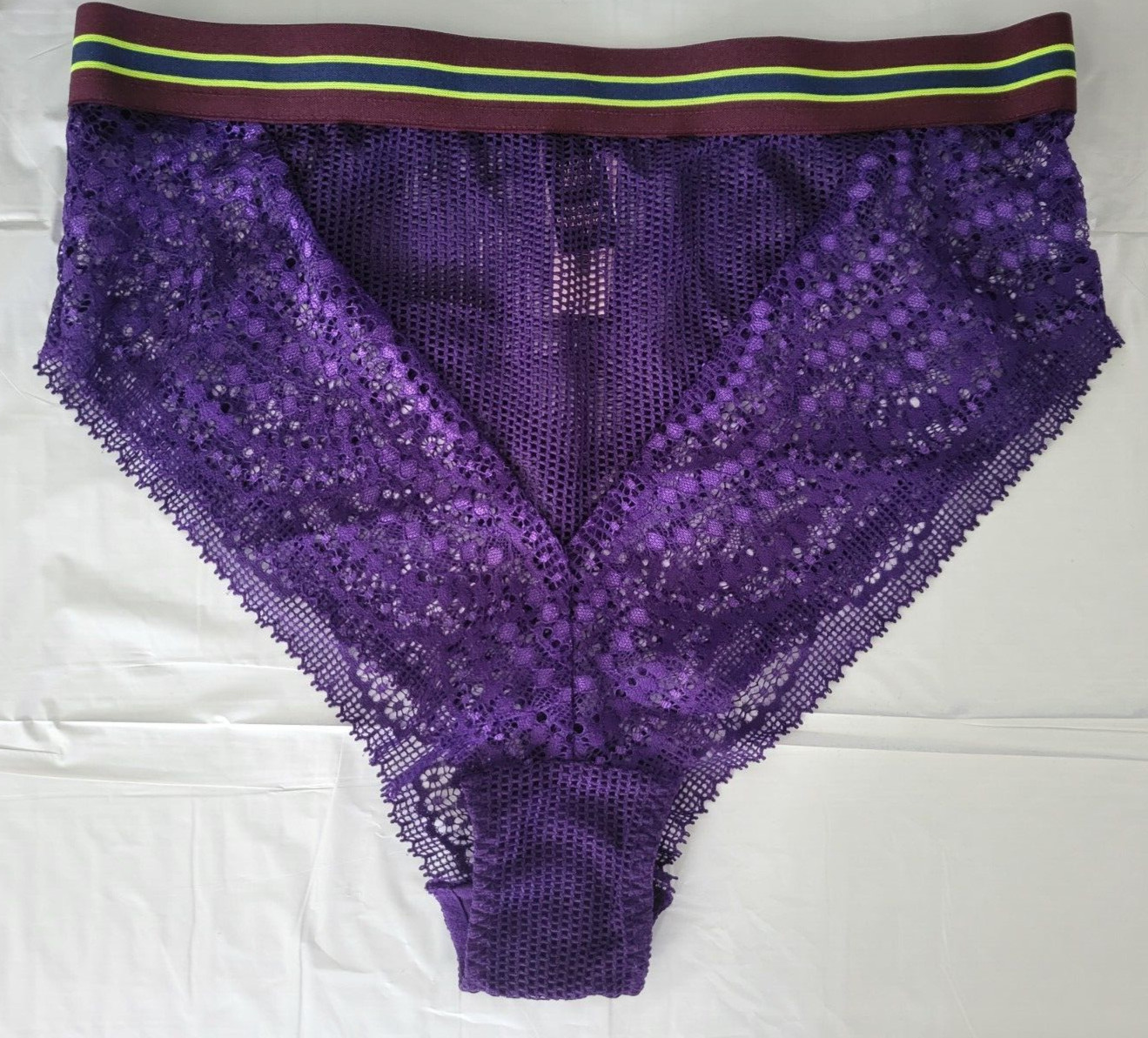 NWT Victoria’s Secret VERY SEXY high waist cheeky S purple lace burgundy banded