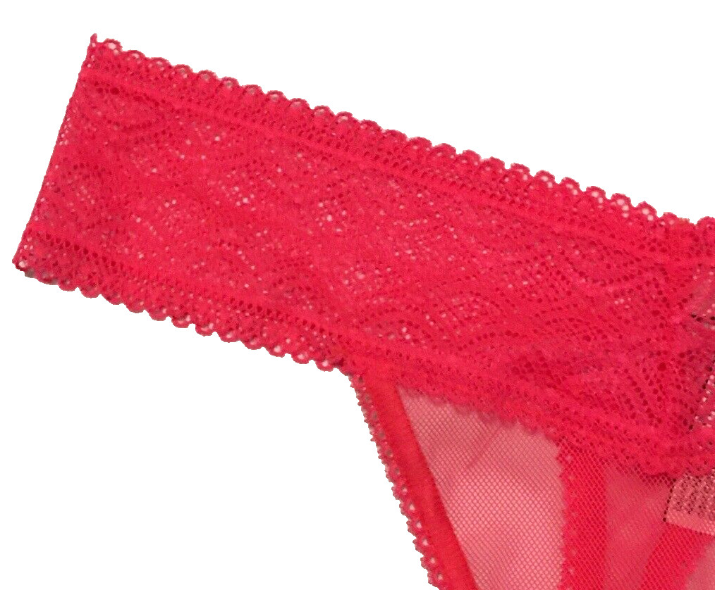 Victorias Secret Peachy Pink Fishnet Mesh Thong Panties M Sheer No Show Lace