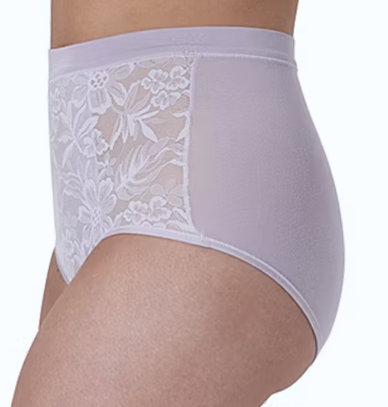 BALI Breathe Cotton Modal Lace Front Purple Iris Hi Rise Brief Panty Womens S 5