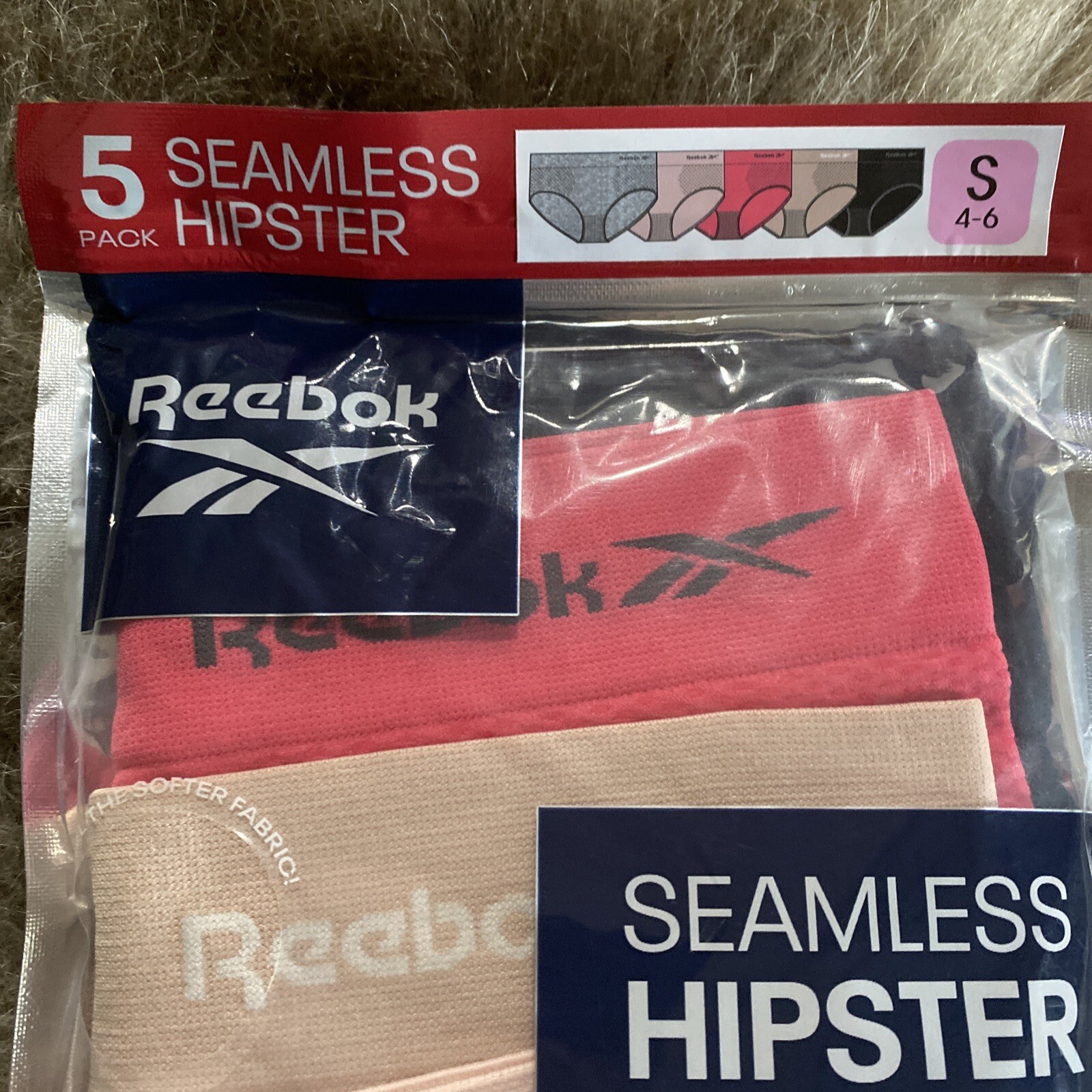 Reebok Women’s Relaxed Waistband Stretch Performance Seamless Hipster Small 4-6