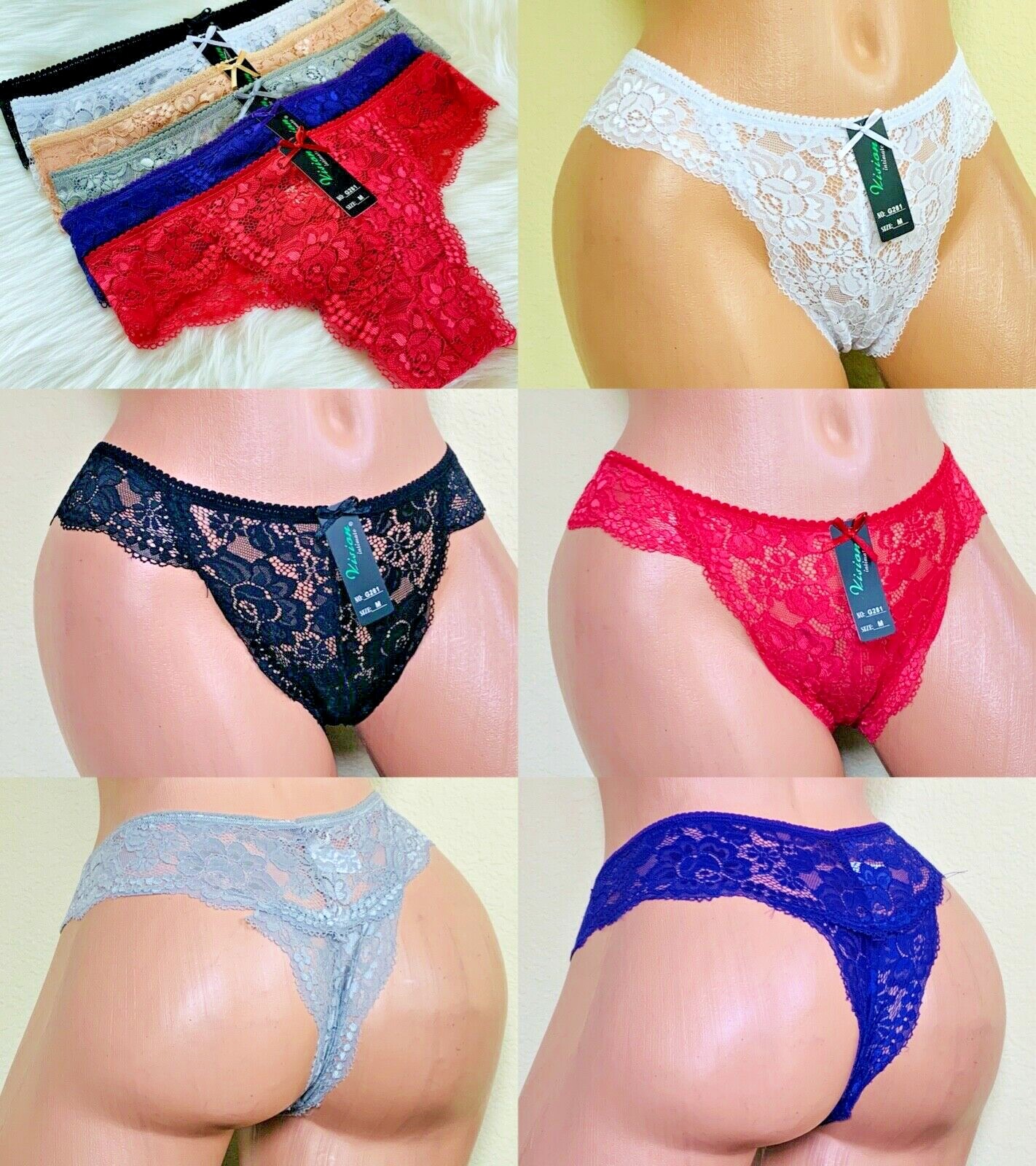 Women Thong Tangas Undies PANTIES 6 OR 12 lace sexy UNDERWEAR G-STRING 281 S-XL
