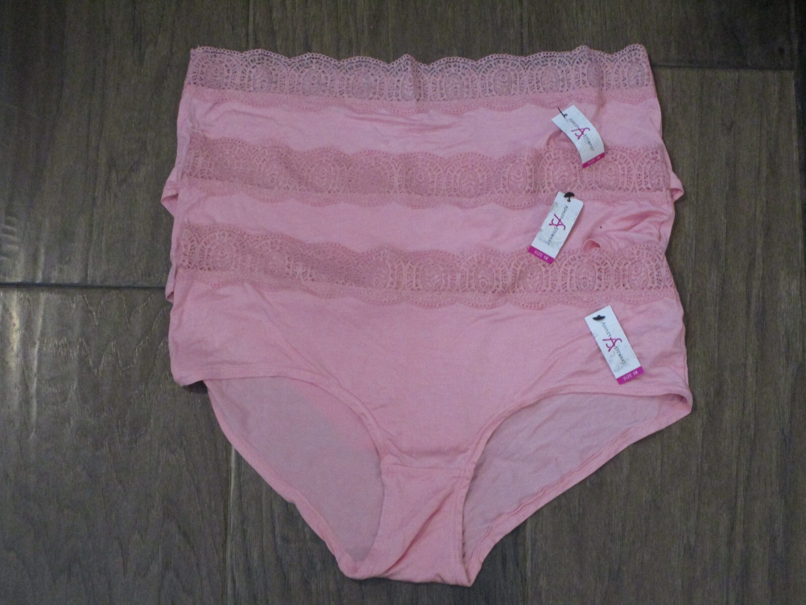ASHLEY STEWART 3-PACK LACE TRIM PINK HIPSTER PANTIES SIZE 1X