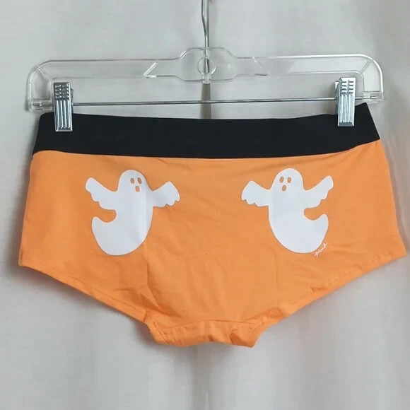 Victoria’s Secret PINK Boyshorts Panty Halloween Spooky Ghost Script Logo Medium