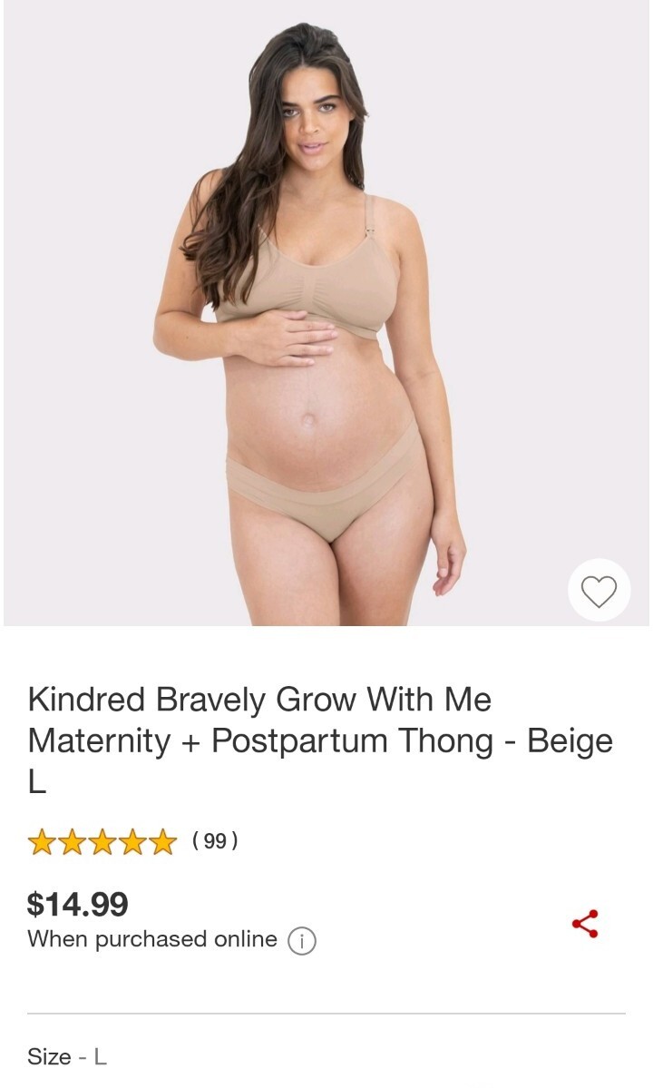 Kindred Bravely size LARGE Grow With Me Maternity Postpartum thong Biege 2 Pairs